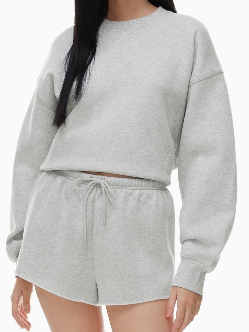 IVRY Day gray heathered sweatshirt and shorts set
